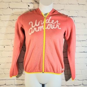 💥 UNDER ARMOUR Pink Zip Up Hoodie Large but a medium fit!